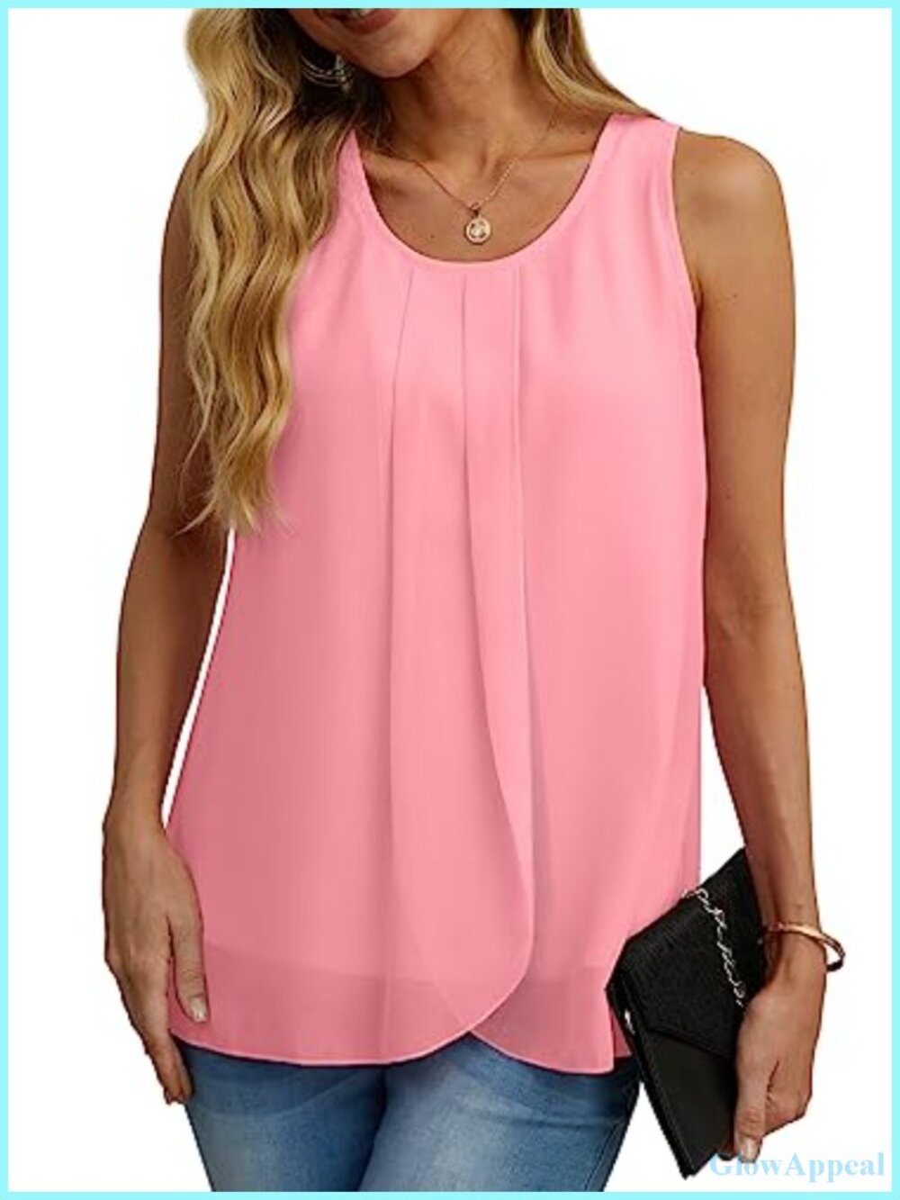 Women's Sleeveless Chiffon Double Layer Tank Top Loose Fit Summer Blouse